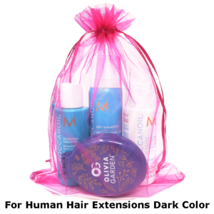 Care Kit for Human Hair Extensions Dark Color